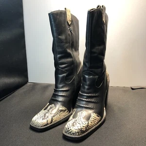 LN/EUC US7M RAMPAGE PRAIRY 4" TACONES NEGRO LEA. BOTAS VAQUERAS WESTERN IMITACIÓN SERPIENTE - Imagen 1 de 12