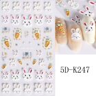 Heart Easter Gnomes Bunny 5D Nail Art Decorations Nail Sticker  Diy Manicure