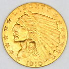 1910 $2.50 INDIAN HEAD QUARTER EAGLE 90% GOLD UNITED STATES MINT COIN VF