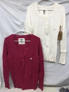 Pair Route 66 Sweater Womens Size XL Pink & White Knit Crochet Y2K Button NWT - Picture 1 of 8