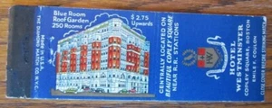 BOSTON, MASSACHUSETTS MATCHBOOK COVER: HOTEL WESTMINSTER EMPTY MATCHCOVER -D - Picture 1 of 2