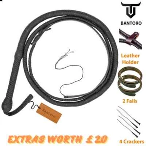 4 - 10 Fuß schwarz Paracord Nylon Bullenpeitsche 16 Zöpfe Premium Qualität Bullenpeitsche - Bild 1 von 9