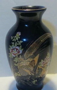 Vintage Pheasant Decorated Cobalt Blue Porcelain Vase   - Picture 1 of 6