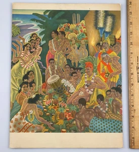 Arte de cena Matson Cruise Lines S.S. Lurline Hawaii Chief 1955 de colección - Imagen 1 de 6