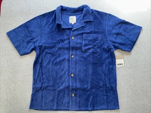 Blue Terry Cloth Polo Golf Shirt 100% Organic Cotton Men’s Medium NEW WITH TAGS - Picture 1 of 12