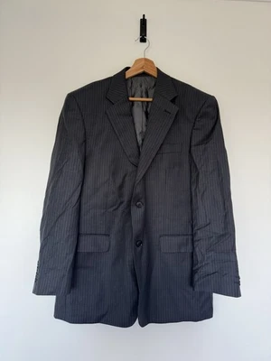 Berwin & Berwin Smart Blazer Mens Size 40in Black Striped Wool Blend Button Up - Image 1 of 4