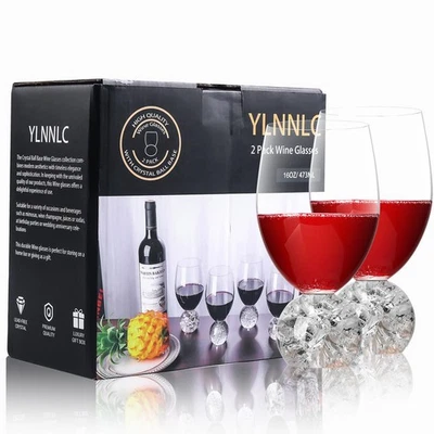 16oz Crystal Wine Glasses Set of 2, Lead-free, Red & White Wine Glasses with ... - Image 1 of 4