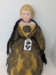 19" Antique Bisque German China Head Repro Antique Cloth Body Parian Blonde #o - Picture 1 of 24