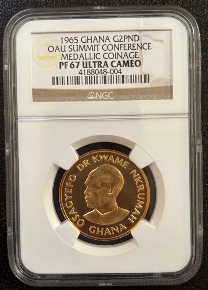 1965 Ghana Gold Coin G2PND OAU Summit NGC PF67 Ultra Cameo (#1019) - Image 1 of 4