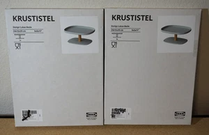 2x IKEA KRUSTISTEL Serving Food Display Stand Bamboo/Turquoise 9x5x11" - Picture 1 of 3