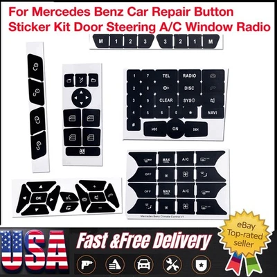 For Mercedes Benz Car A/C Door Radio Button Window Steering Repair Sticker Set - Image 1 of 4