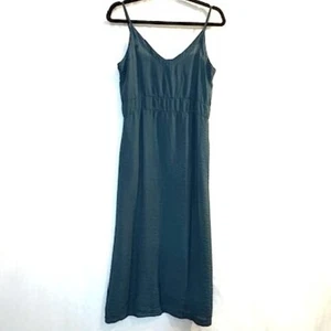 LACAUSA Schlupfkleid S türkis blau V-Ausschnitt Midi halbtransparent Spaghettiträger minimal - Bild 1 von 7