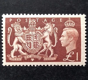 King George VL GB £1 SG.512 MNH Well Centred Good Perforation Quality VF - Bild 1 von 3