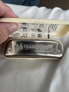 Vintage M. Hohner Golden Melody No. 542 10 Hole Harmonica Key of G w/Case - Picture 1 of 10