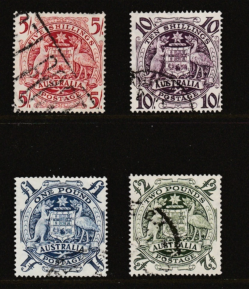 1948 COMPLETE SET OF AUSTRALIAN ARMS "FINE USED" SG224A-224D $45.00 VERY CHEAP!! — 第 1/1 张图片