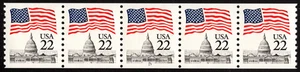 US Stamp Scott # 2115 Plate # 17 Strip of 5 Mint NH – 22c Flag Over Capitol Dome - Picture 1 of 1