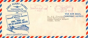 Braniff Airways First Flight Rio de Janeiro Brazil - Houston Texas - 1949 - Picture 1 of 2