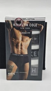 Kenneth Cole 4 Pack Mens Classic Fit Cotton Briefs M Underwear White New - Picture 1 of 2