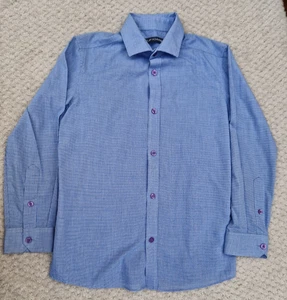 FlipBack Boys Fine Blue Check Long Sleeved Cotton Shirt Age 9-10 - Picture 1 of 7