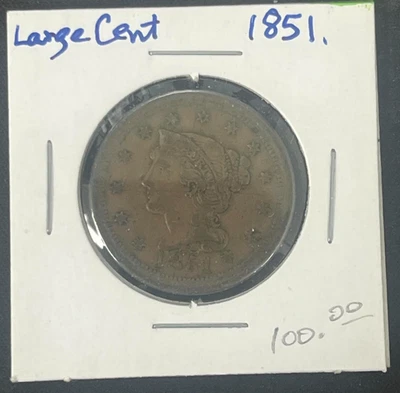 1851 cabelo trançado centavo grande muito bom muito bom estado 006 - Imagem 1 de 3