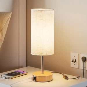 ALACOO USB Bedside Table Desk Lamp with 3 USB Charging Ports,Black Charger Base - Picture 1 of 7