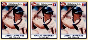 (3) 1991 Post Cereal Baseball #9 Gregg Jefferies Mets Baseball Card Lot
