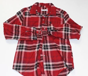 Girls ABERCROMBIE GIRLS Red Plaid L/S Flannel Button Down Shirt Size 13/14 - Picture 1 of 2