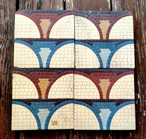 M ANTIQUE ART DECO MOSAIC CERMAIC FLOOR TILES DECO ARCH - Picture 1 of 12
