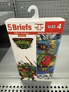 Teenage Mutant Ninja Turtles Boys Size 4 Cotton Briefs 5 Pair Underwear NEW - Picture 1 of 3