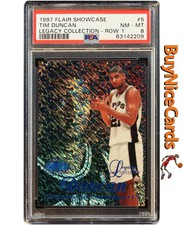 1997 Tim Duncan Fleer Flair Showcase Legacy Collection #5 Row 1 /100 PSA 8 NM-MT