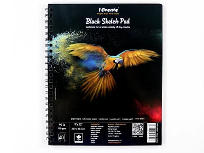 I Create 9"x12" Black A4 Sketch Pad | 40 Sheets | 190 GSM - Heavyweight Paper - Image 1 of 4