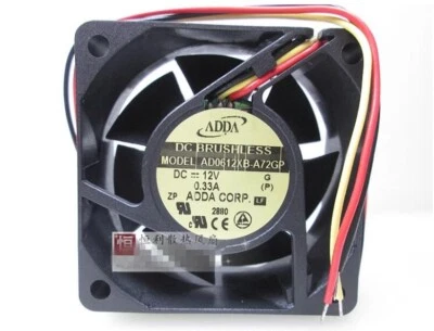 1PC ADDA AD0612XB-A72GP 12V 0.33A 6CM 6025 3-wire cooling fan - Image 1 of 2