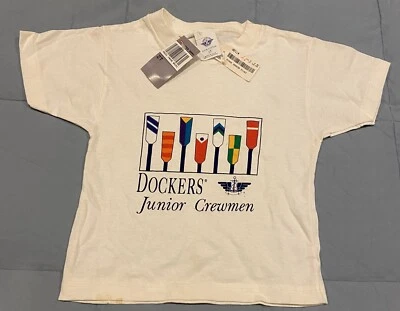 Camiseta De Colección Años 80’s/90’s Docker’s Levi’s Junior Crewmen Nueva de Lote Antiguo Talla 2T Blanca Sin Stock Foto 1 de 4