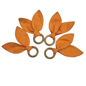 Charlo's Set of 4 Bunny Ears Napkin Rings Easter Table Decor - Orange - Picture 1 of 4