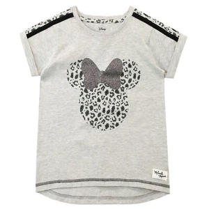 Minnie Mouse Short Sleeve T-Shirt Kids Girls 18 24 Months 2-12 Years Top Grey - Picture 1 of 2