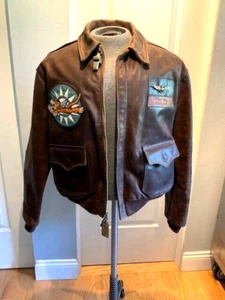 TEX HILL FLYING TIGERS,A-2 AERO HORSEHIDE LEATHER TRIBUTE FLYING JACKET, SIZE 44 - Picture 1 of 17