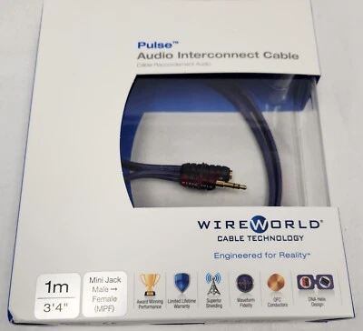 Cable Jack WireWorld Pulse (MPF) Mini Macho/Hembra, 3.4' (1m) (NUEVO EN CAJA) Foto 1 de 2