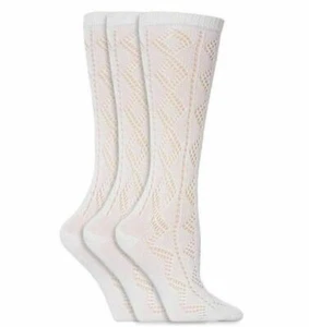New Girls 3 Pair PELERINE Socks Cotton Rich 3/4 Long Knee High School all sizes - Picture 1 of 1