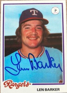 Len Barker Autographed 1978 Topps Burger King Texas Rangers #9