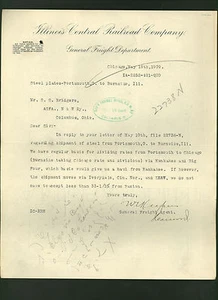 Illinois Central Railroad signed 1909 letter with system map - Emma B. Keepers - Picture 1 of 2