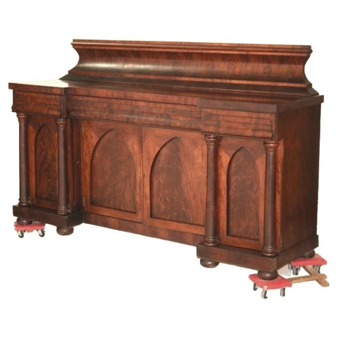 Large Antique American Empire Period Flame Mahogany Gothic Style Sideboard C1840 Cover