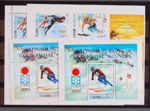 RAS AL KHAIMA 1971 OLIMPIADAS, XF MNH/** Hojas de embalaje originales perfectas+imperf, deportes, esquí, Emiratos Árabes Unidos - Imagen 1 de 3