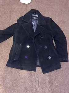 Kenneth Cole Men's Black Slim Fit Wool-Blend Overcoat Jacket Coat Size S - Picture 1 of 4