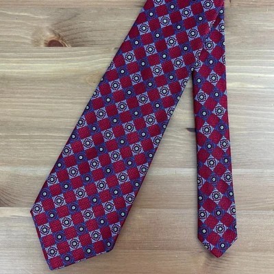 Corbata de seda vintage Robert Talbott roja azul a cuadros para hombre diseñador de lujo EE. UU. Foto 1 de 4