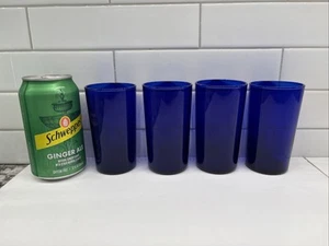 Set 4 bicchieri da bar vintage Libby blu cobalto succo vetro 41/4" 8 oz - Foto 1 di 7