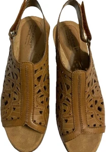 Rockport Women’s Shoes Cobb Hill Sling Back Brown Leather Size 6.5 2”Heel - Picture 1 of 10
