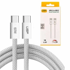 O-USP 1m USB-C to USB-C PD 60W High Density Braided Fast Charging Cable, 3A Fast - Picture 1 of 1