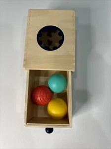 Ball Drop Box Sensory Activity Toy Early Education Wooden Panda Crate 3 Balls - Picture 1 of 10