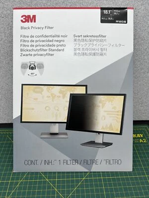 3M PF181C4B - Black Privacy Filter, Black, Glossy For 18.1-in Widescreen Monitor - Image 1 of 2