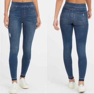 Spanx Distressed Denim Legging Medium Wash Blue Size Small NWT - Picture 1 of 16